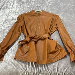 Zip up leather pull over
